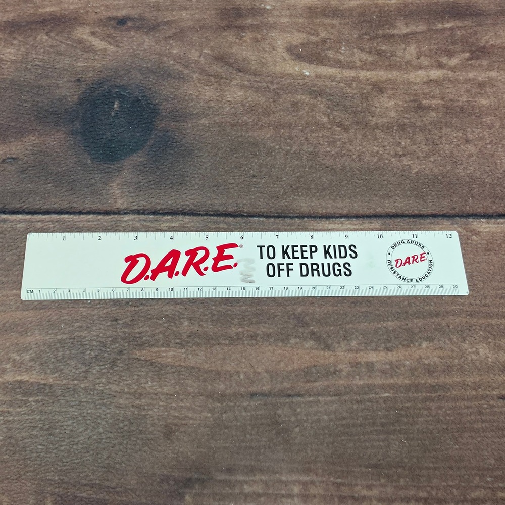 D.A.R.E. Ruler Kids 12 Inch White Good Vintage 8 Ways To Say No Drug Awareness